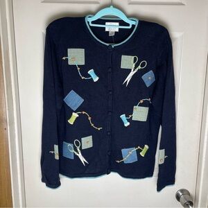 Christopher & Banks NWT Vintage Deadstock Hand Embroidered Sewing Craft Sweater